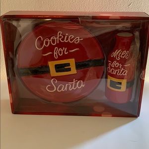 Hand painted Santa milk and cookie set.